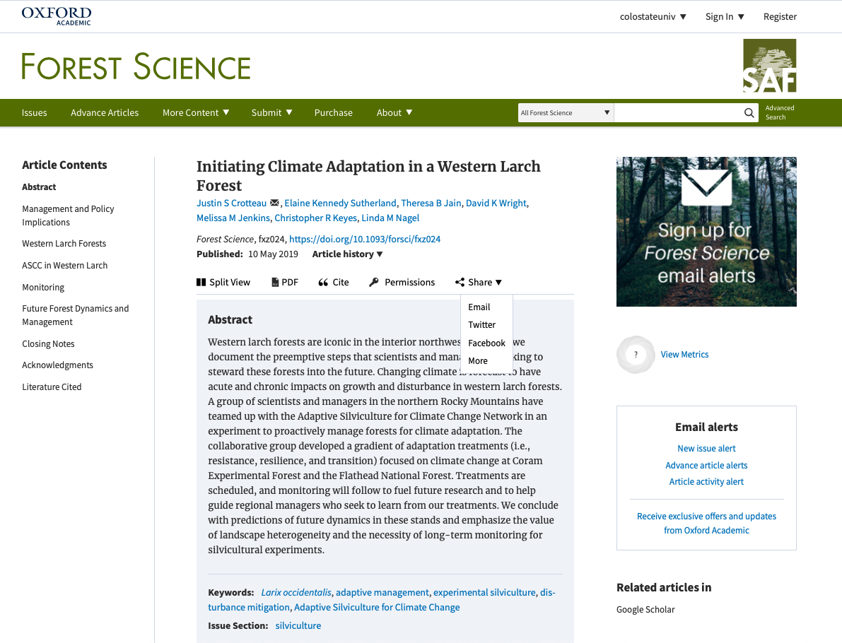 Forest Science article by Crotteau et al. 2019 