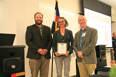 Dr. Nagel receiving her award at the 2019 CO/WY SAF Annual Meeting; Photo Credit: Phil Hoefer